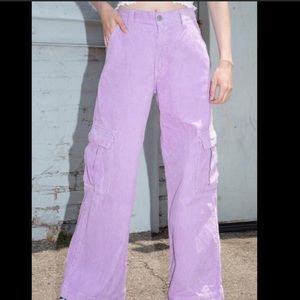 Brandy Melville wide leg purple corduroy pants